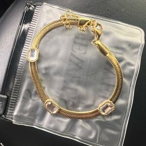 Gold Bracelet with Clear Accents